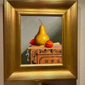 Original Oil Painting WC Nowell Asian Pear Still Life Fine Art